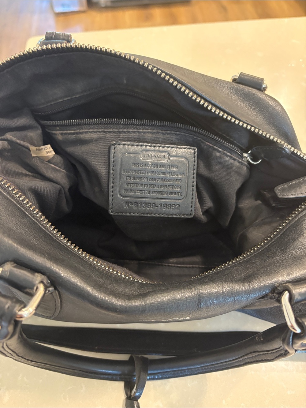 Coach Black Leather Satchel with Tassel Accent - Picture 4 of 7